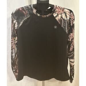 NWT Hurley Scattered Palm Long Sleeve UPF 50+ Rash Guard Women's size XXL